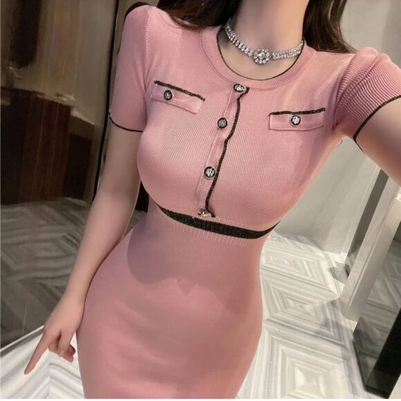 Blush Button-up Knit Dress Size Small - Picture 1 of 9